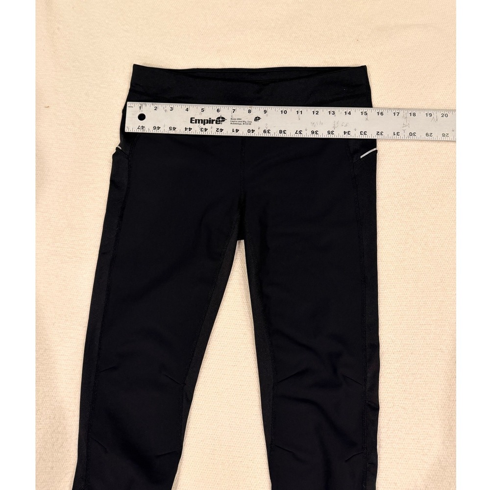 Athleta Black Running Leggings Womens Medium Reflective Zipper Ankle Pockets - Picture 5 of 7
